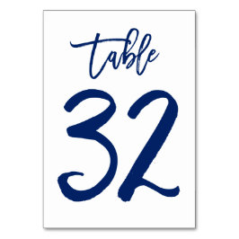 Chique Hand Lettered Table Number Navy | Tabel 32 Kaart