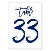 Chique Hand Lettered Table Number Navy | Tabel 33 Kaart (Achterkant)