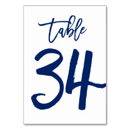 Chique Hand Lettered Table Number Navy | Tabel 34 Kaart