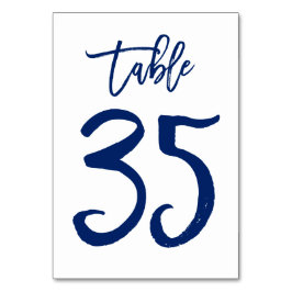 Chique Hand Lettered Table Number Navy | Tabel 35 Kaart