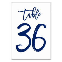 Chique Hand Lettered Table Number Navy | Tabel 36 Kaart