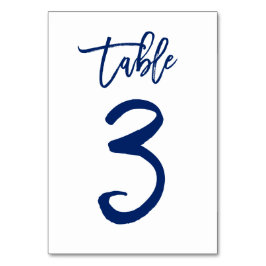 Chique Hand Lettered Table Number Navy | Tabel 3 Kaart