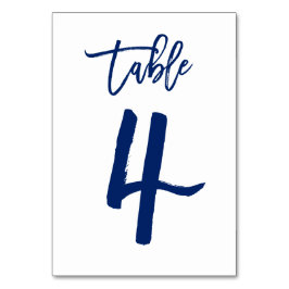 Chique Hand Lettered Table Number Navy | Tabel 4 Kaart
