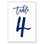 Chique Hand Lettered Table Number Navy | Tabel 4 Kaart (Achterkant)
