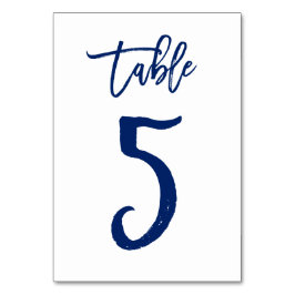 Chique Hand Lettered Table Number Navy | Tabel 5 Kaart
