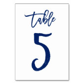 Chique Hand Lettered Table Number Navy | Tabel 5 Kaart (Voorkant)