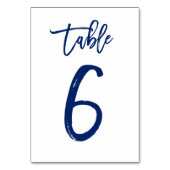 Chique Hand Lettered Table Number Navy | Tabel 6 Kaart (Voorkant)