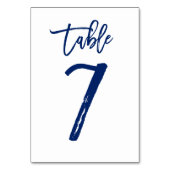 Chique Hand Lettered Table Number Navy | Tabel 7 Kaart (Achterkant)