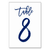 Chique Hand Lettered Table Number Navy | Tabel 8 Kaart (Voorkant)