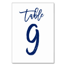 Chique Hand Lettered Table Number Navy | Tabel 9 Kaart
