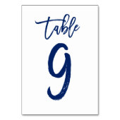 Chique Hand Lettered Table Number Navy | Tabel 9 Kaart (Achterkant)