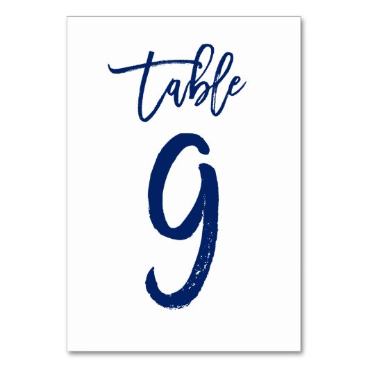 Chique Hand Lettered Table Number Navy | Tabel 9 Kaart (Achterkant)