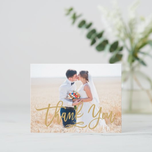 Chique Hand Lettered Wedding Dank u Briefkaart Gol (Staand voorkant)