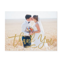 Chique Hand Lettered Wedding Dank u Briefkaart Gol