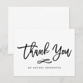 Chique Hand Lettered Wedding Dank u Flat Kaart (Voorkant / Achterkant)