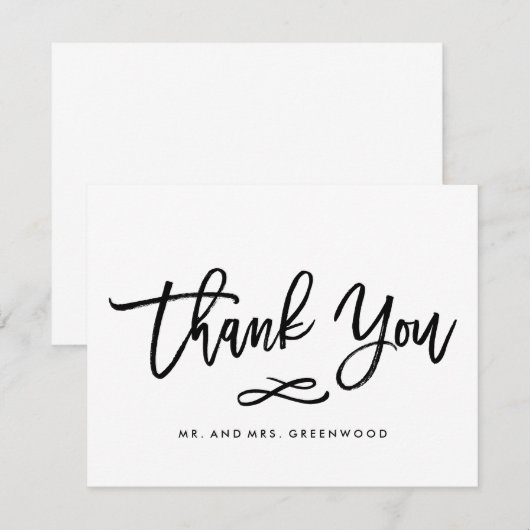 Chique Hand Lettered Wedding Dank u Flat Kaart (Voorkant / Achterkant)
