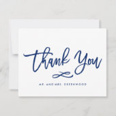 Chique Hand Lettered Wedding Dank u Flat Kaart (Voorkant)