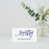 Chique Hand Lettered Wedding Registry Kaart Marine (Staand voorkant)