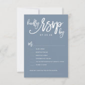 Chique Hand Lettered Wedding RSVP Dusty Blue (Voorkant)