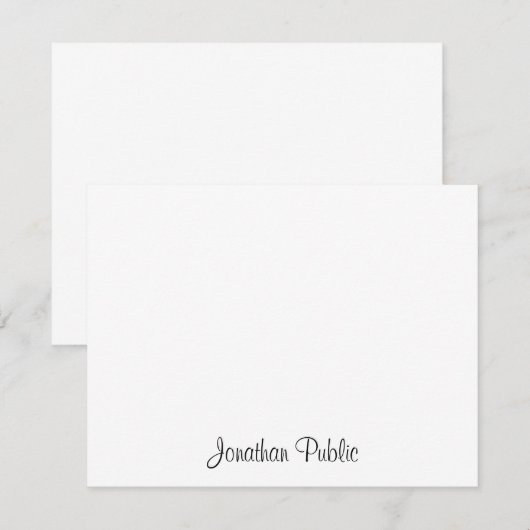 Chique Hand Script Naam Tekst Eenvoudig Ontwerp Vl Notitiekaartje (Voorkant / Achterkant)