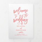 Chique handgeschreven bruiloft ceremonie fotoprogr drieluik programma (Cover)