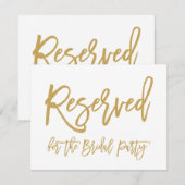 Chique handgeschreven goud gereserveerd bruiloftsg kaart (Voorkant / Achterkant)
