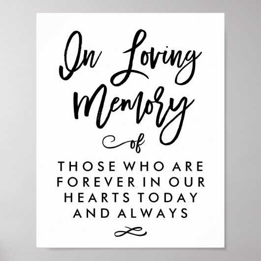 Chique handgeschreven 'In Loving Memory' bord Poster (Voorkant)