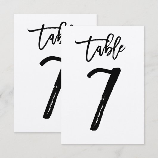 Chique handgeschreven kraft tafelnummerkaart | Taf Kaart (Voorkant / Achterkant)