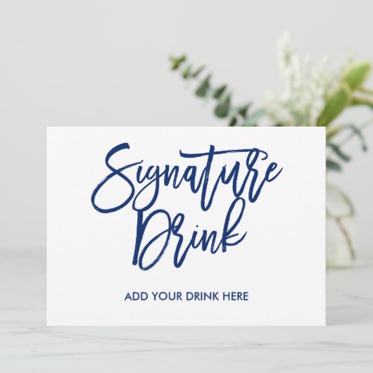 Chique handgeschreven marine signature drank kaart (Staand voorkant)