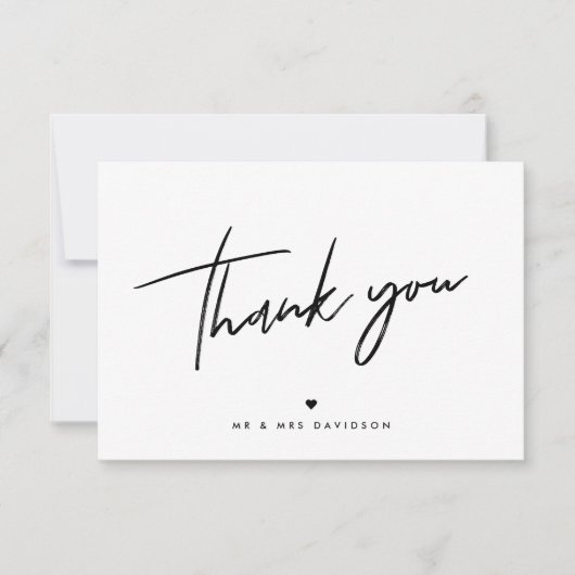 Chique handgeschreven modern hart gepersonaliseerd bedankkaart (Voorkant)