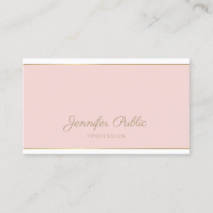 Chique Handgeschreven Script Blush Pink Gold Sjabl Visitekaartje