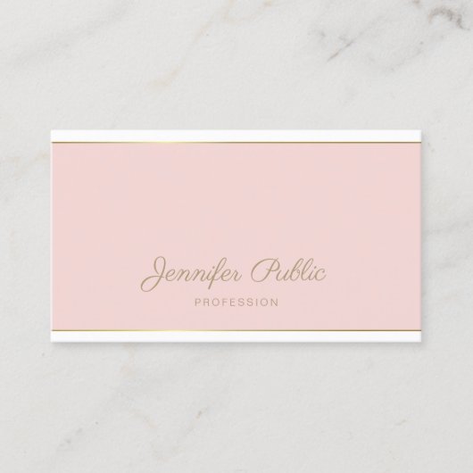 Chique Handgeschreven Script Blush Pink Gold Sjabl Visitekaartje (Voorkant)