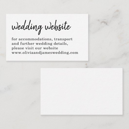 Chique Handgeschreven Script Typografie Bruiloft W Informatiekaartje (Voorkant / Achterkant)