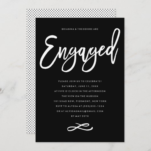 Chique handgeschreven uitnodiging voor verlovingsf (Voorkant / Achterkant)