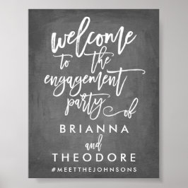 Chique handgeschreven welkomstbord voor verlovings poster