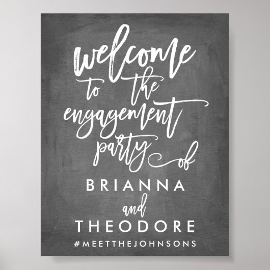 Chique handgeschreven welkomstbord voor verlovings poster (Voorkant)