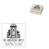 Chique handgetekende deur familienaam & retour adr rubberstempel (Gestempeld)