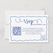 Chique handgetekende zeeleven bruiloft QR-code RSV RSVP Kaartje (Voorkant)