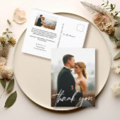Chique handlettering foto bruiloft dank u briefkaart