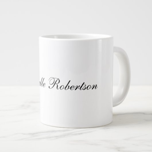 Chique handschrift zwart wit effen minimalistisch grote koffiekop (Voorkant rechts)