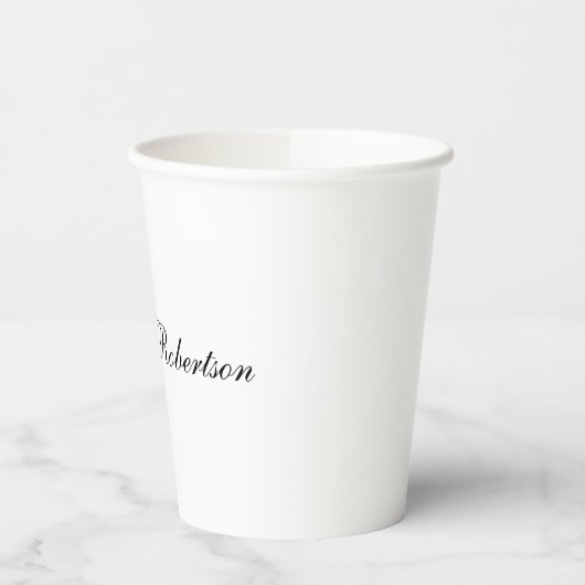 Chique handschrift zwart wit effen minimalistisch papieren bekers (Links)