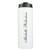 Chique handschrift zwart wit effen minimalistisch thermosbeker (Voorkant)