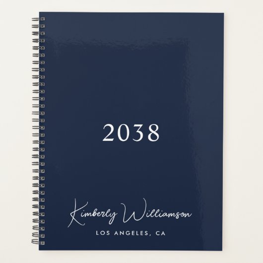 Chique handtekening script monogram blauw zakelijk planner (Voorkant)