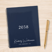 Chique handtekening script monogram blauw zakelijk planner