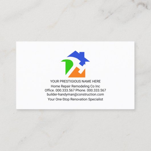 Chique Handyman Tools Tab Home Reparaties Visitekaartje (Achterkant)