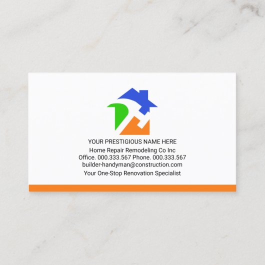 Chique Handyman Tools Tab Renovatie Visitekaartje (Achterkant)