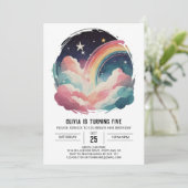 Chique Happy Clouds Meisje Verjaardag Kaart (Staand voorkant)