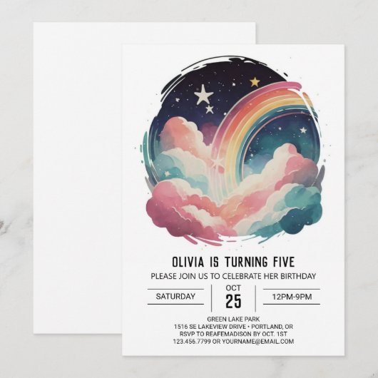 Chique Happy Clouds Meisje Verjaardag Kaart (Voorkant / Achterkant)