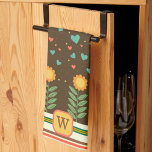 Chique hart bloemmotief bruin monogram Initiaal Theedoek<br><div class="desc">Chique gepersonaliseerd Initiaal bloemmotief Modern theedoek. Deze kleurrijke keukenhanddoeken zijn perfect om wat kleur aan uw keuken toe te voegen. Combineer het met een fles wijn en het maakt een geweldig persoonlijk cadeau voor vrienden, familie, collega's, buren, oma, moeder, enz. Het aangepaste monogramgebied kan worden gewijzigd in een naam of...</div>