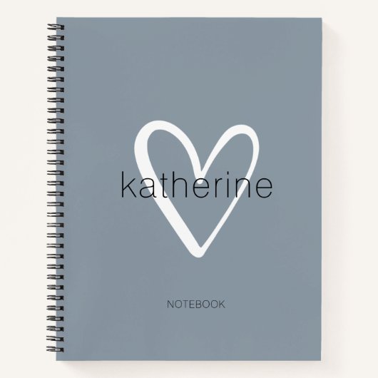 Chique hart op Dusty Blue Notitieboek (Voorkant)